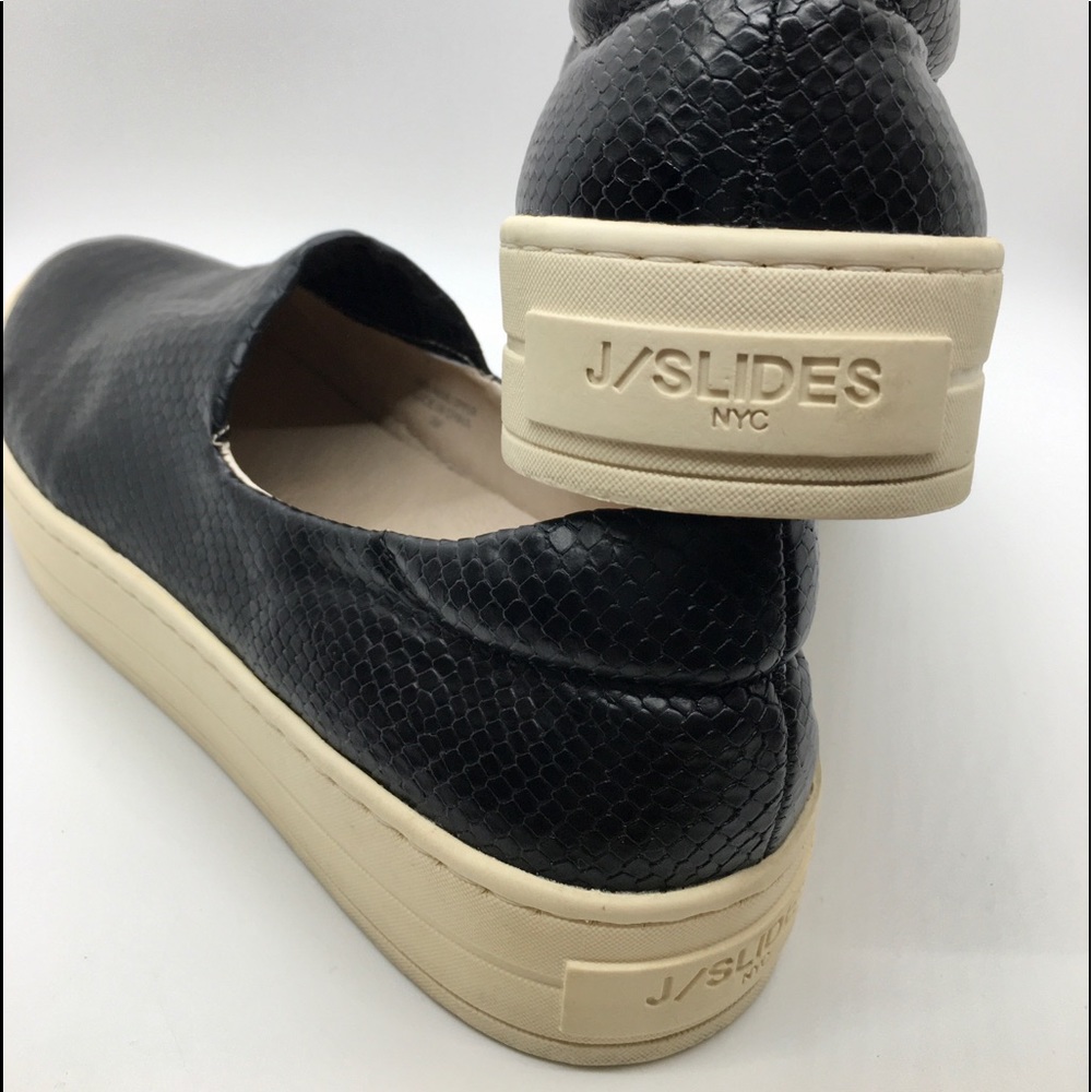 J/Slides Black Snake Skin Platform Slip-On Sneakers (ME) - Picture 6 of 6